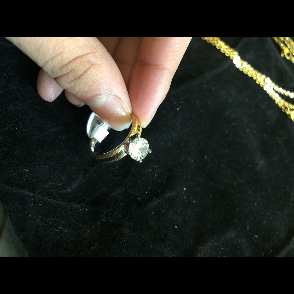 Silver and gold ring
